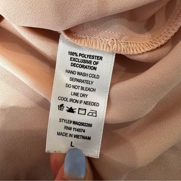 Pleione by Anthropologie Blush Pink Blouse Top Women’s Large L High Low Office - Picture 5 of 9